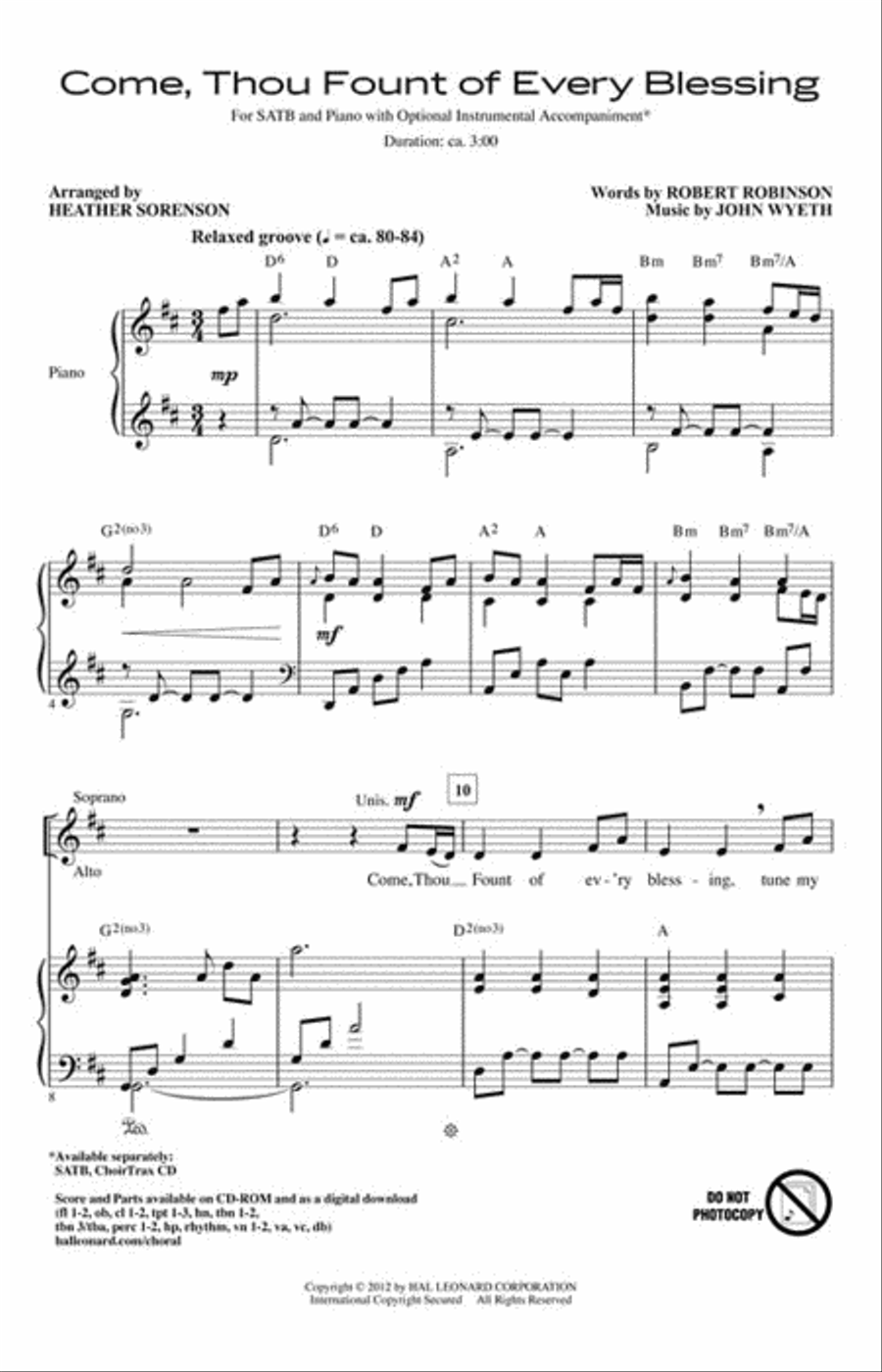 Come, Thou Fount of Every Blessing 4-Part scores gallery preview page 2