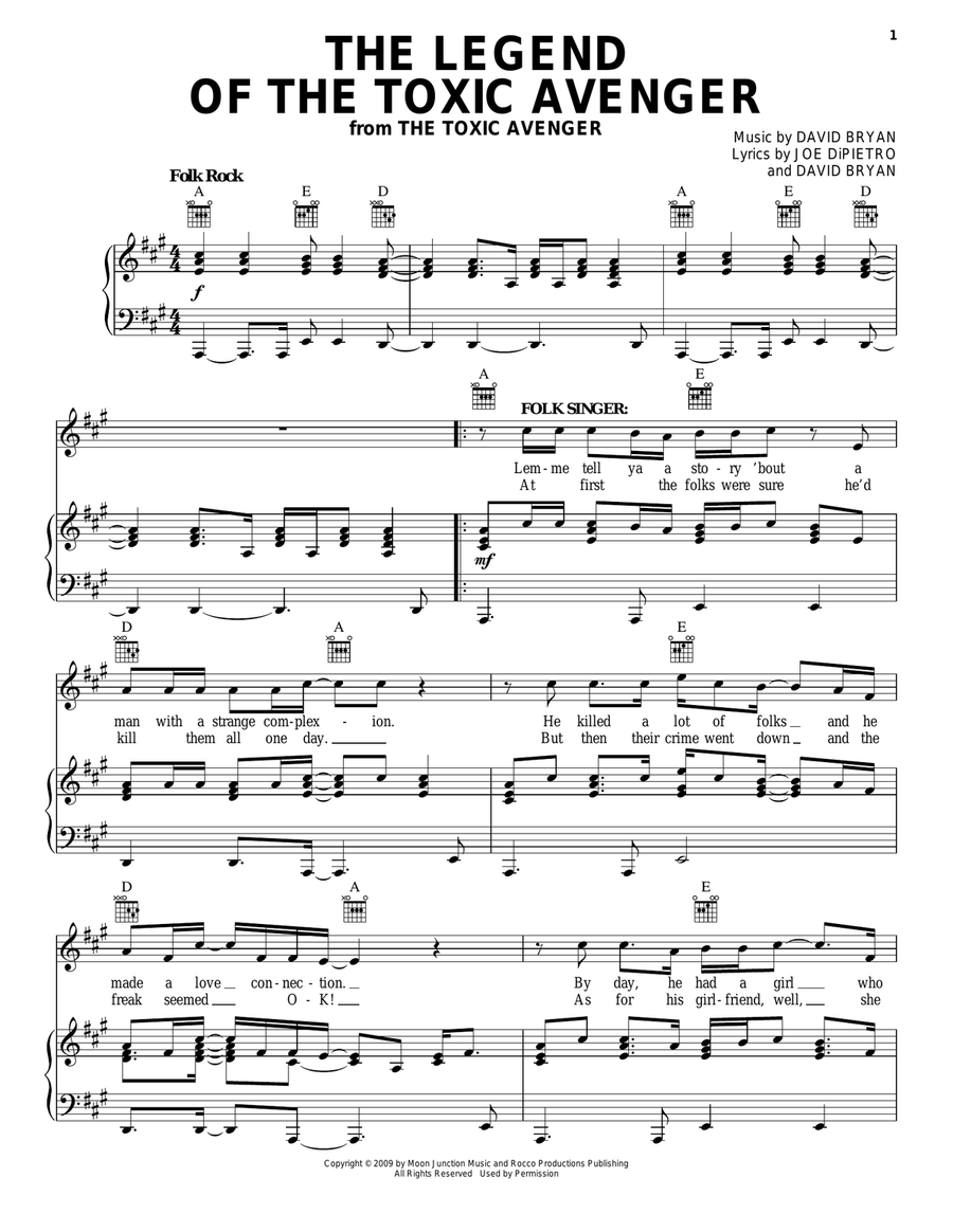 The Legend Of The Toxic Avenger Guitar scores gallery preview page 1