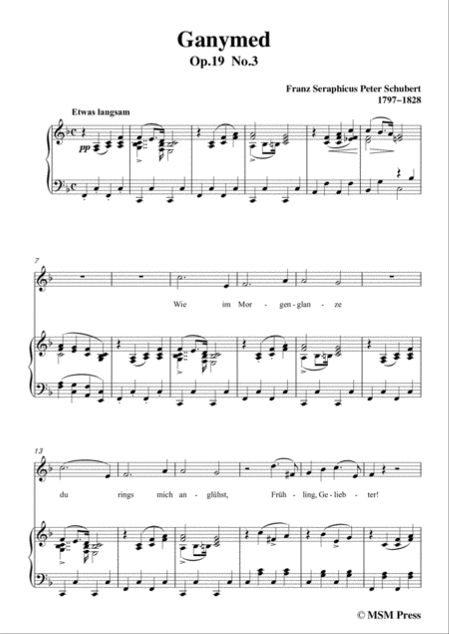 Schubert-Ganymed,Op.19 No.3,in F Major,for Voice&Piano Voice scores gallery preview page 3