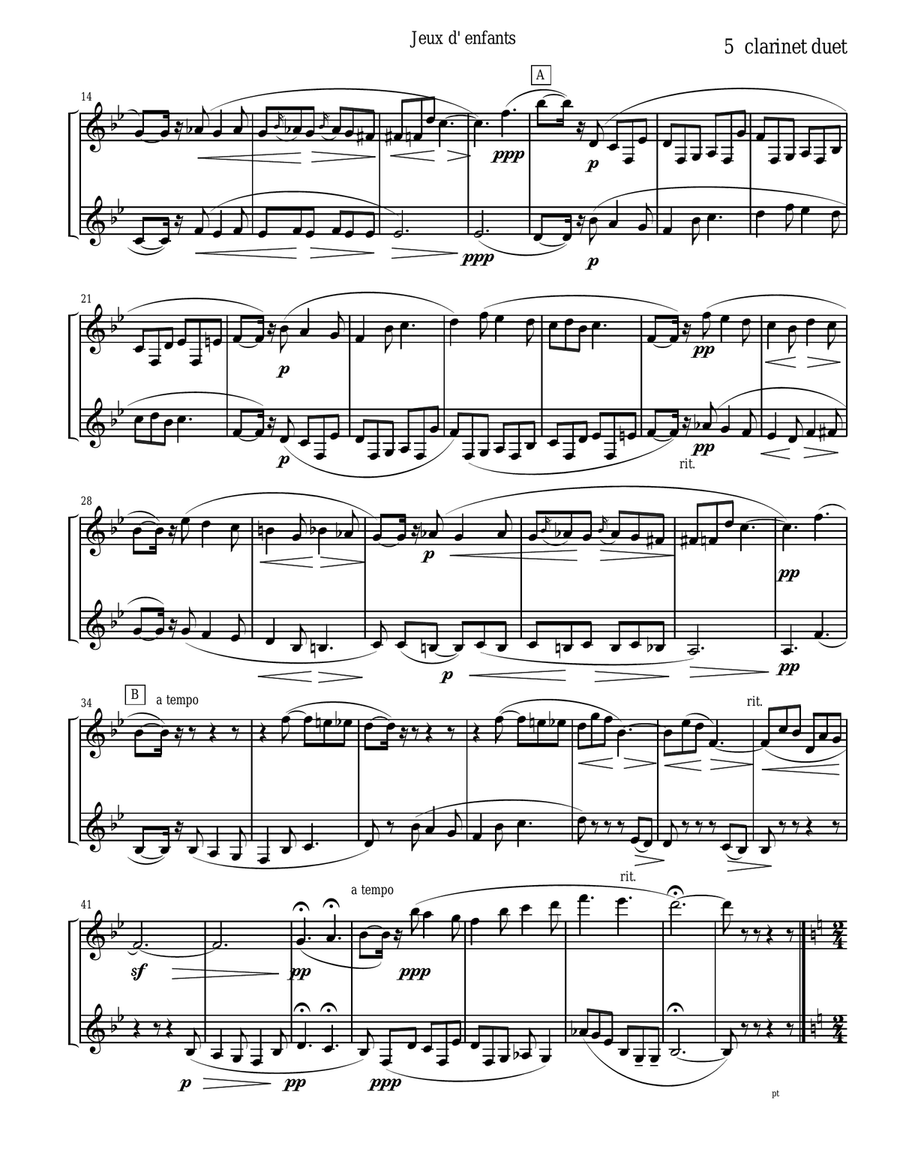 Bizet - Children's Games for Clarinet Duet Clarinet Duet scores gallery preview page 5