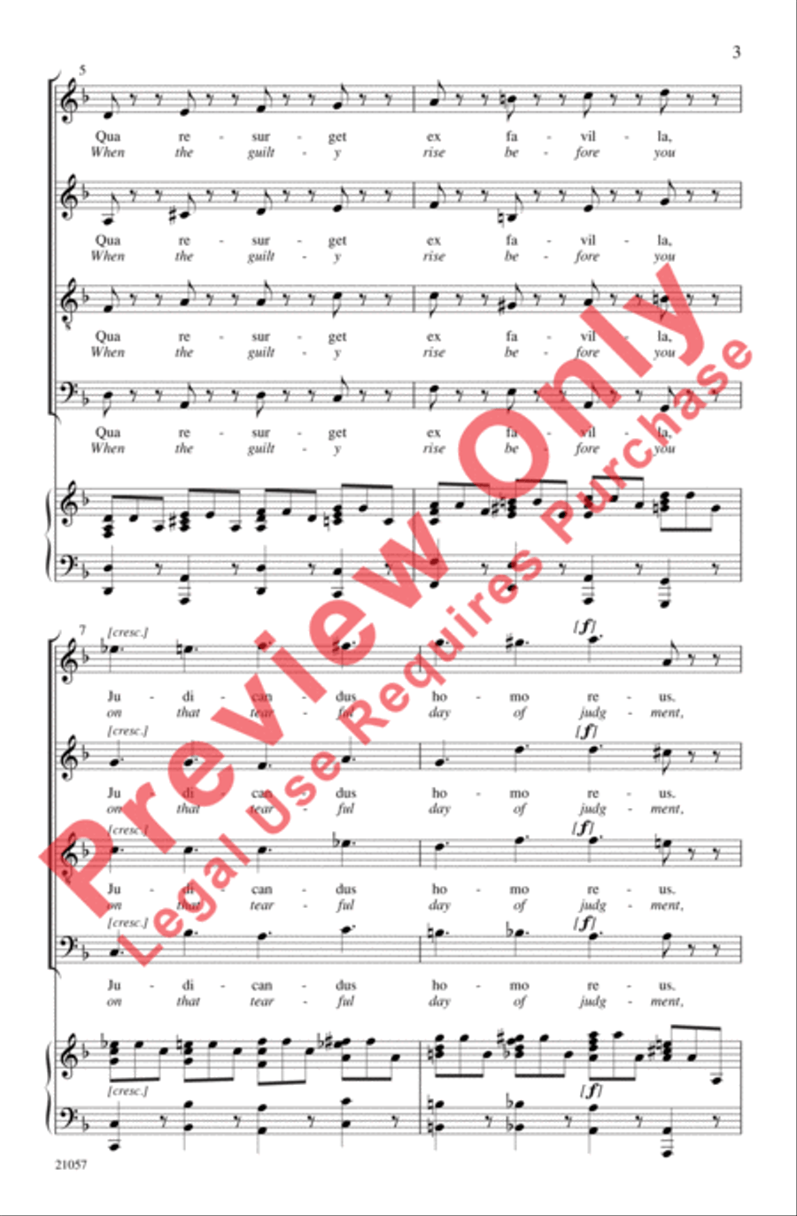 Lacrimosa (from Requiem) 4-Part scores gallery preview page 3