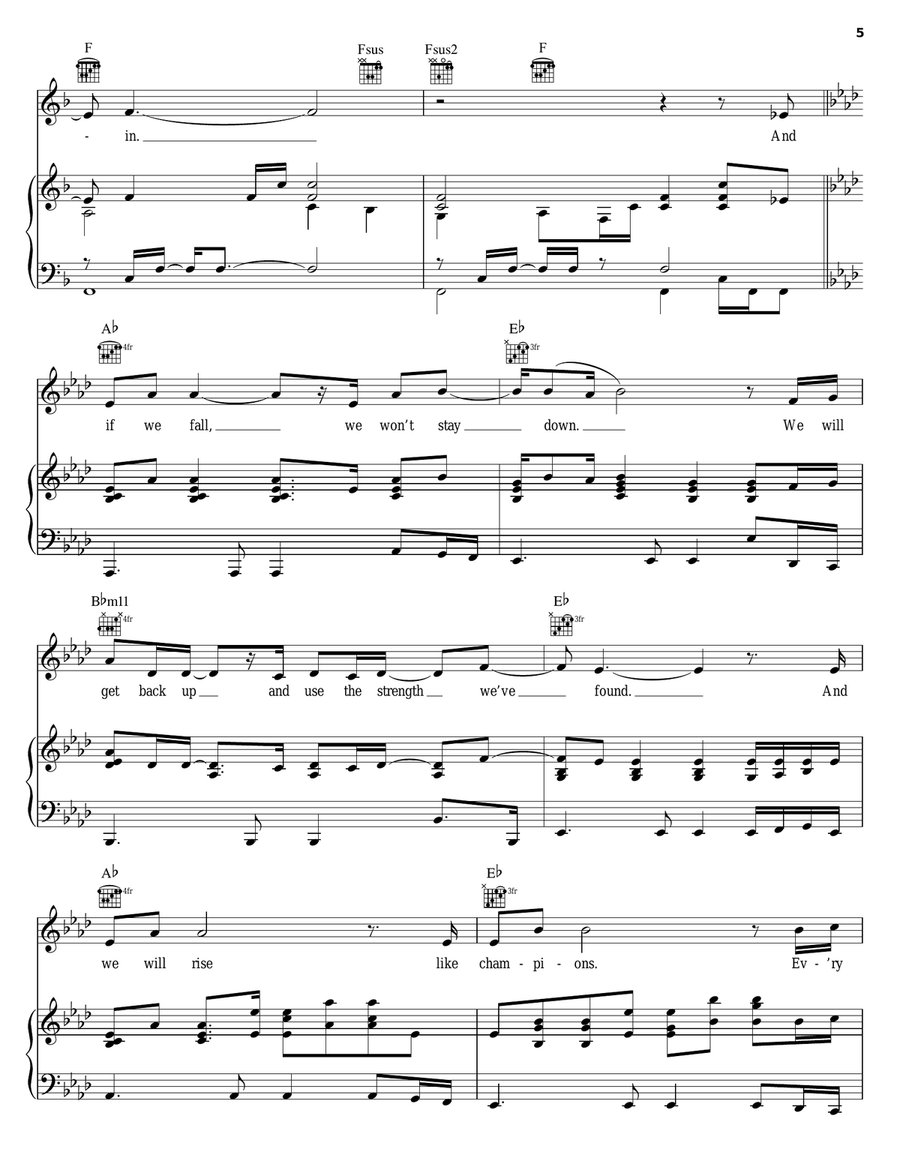 Light The Fire Within Piano, Vocal, Guitar scores gallery preview page 5