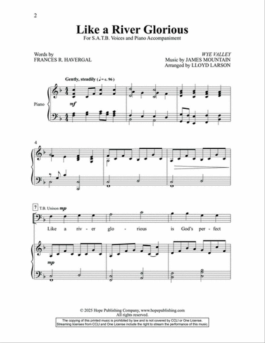 Like a River Glorious 4-Part scores gallery preview page 2