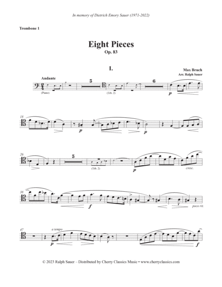 Eight Pieces, Opus 83 for Two Trombones and Piano