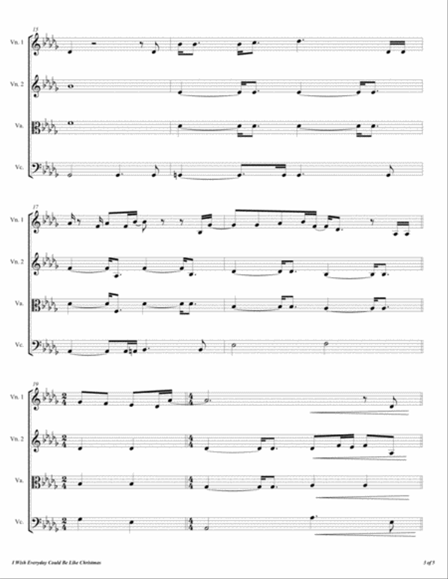 I Wish Everyday Could Be Like Christmas String Quartet scores gallery preview page 4