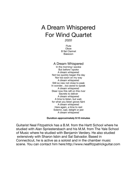 A Dream Whispered For Wind Quartet image number null