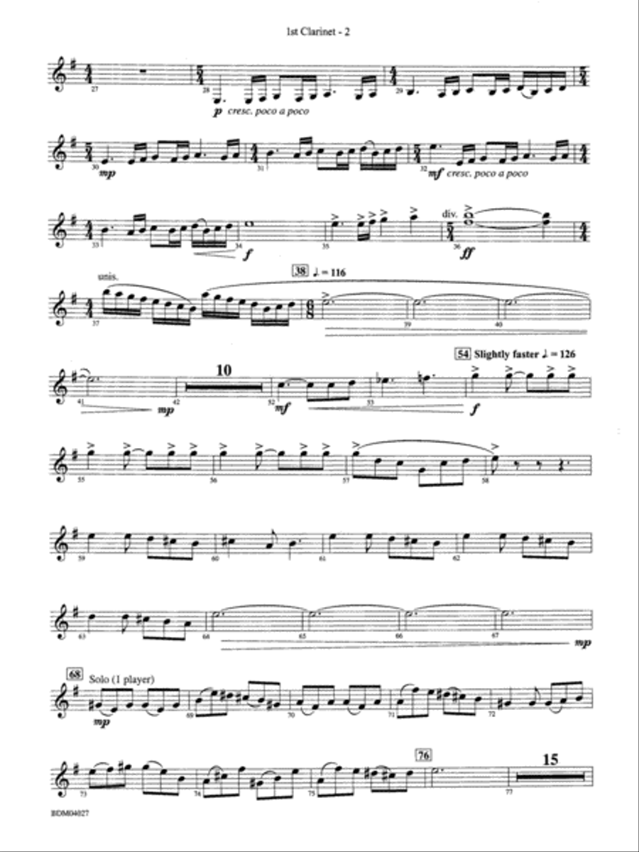Tir Na Nog (A Celtic Legend): 1st B-flat Clarinet Concert Band scores gallery preview page 2