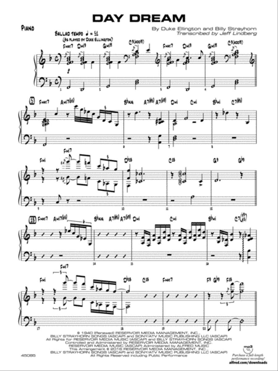 Day Dream: Piano Accompaniment Jazz Ensemble scores gallery preview page 1