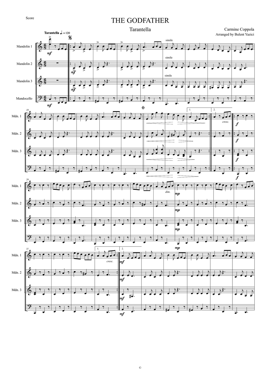 The Godfather Tarantella Small Ensemble scores gallery preview page 1