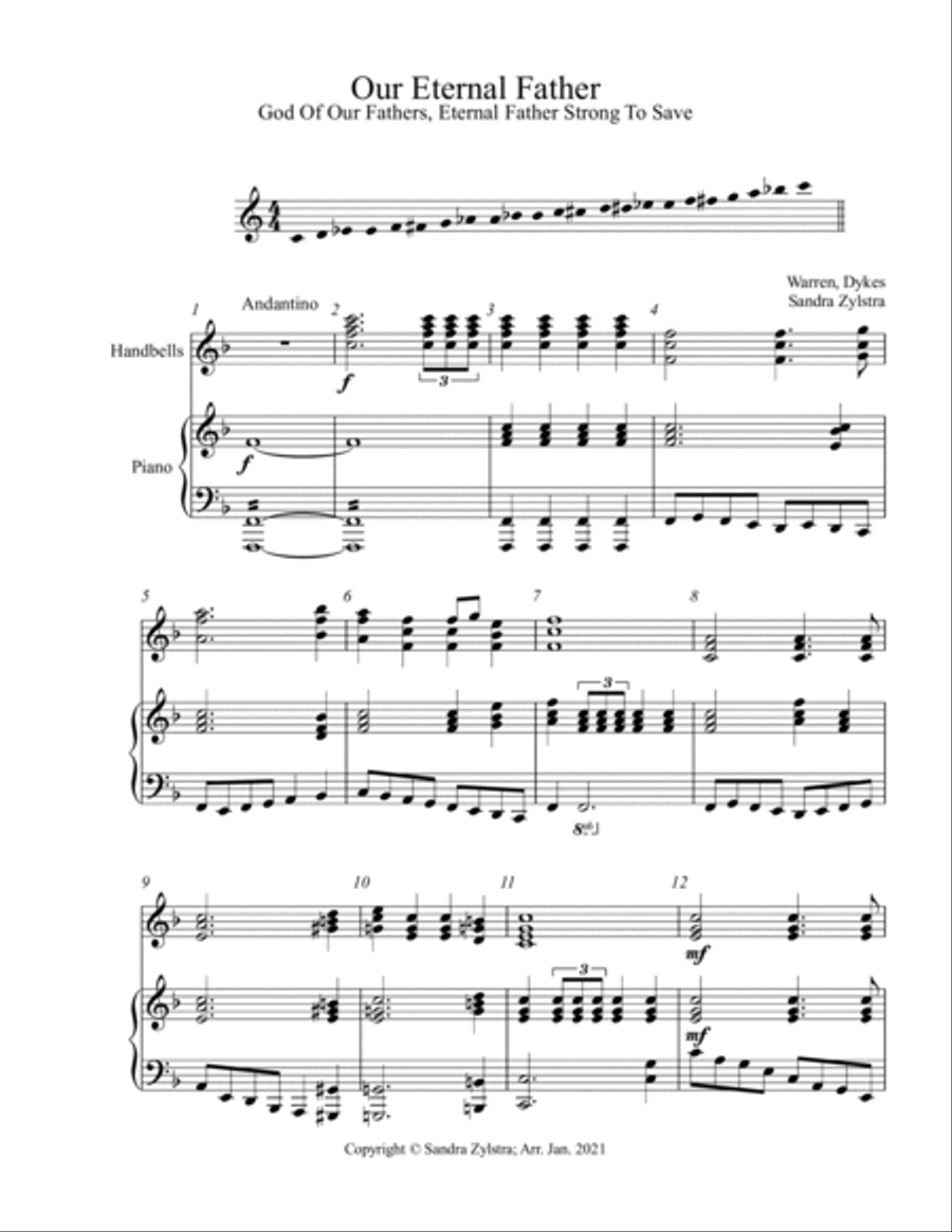 Our Eternal Father (2 octave handbell & piano accompaniment) 2-Octaves scores gallery preview page 2