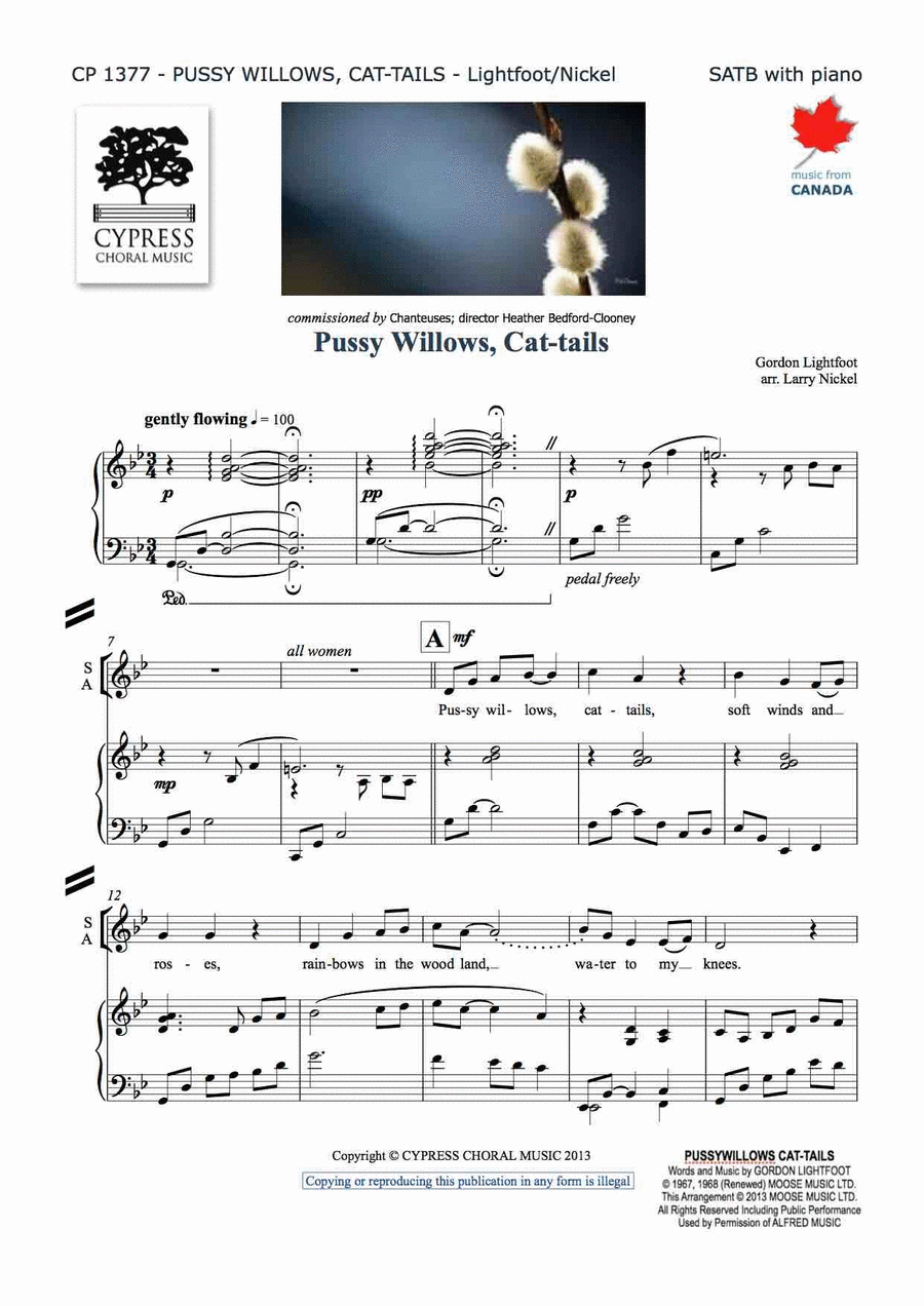 Pussy Willows Cat Tails 4-Part scores gallery preview page 1