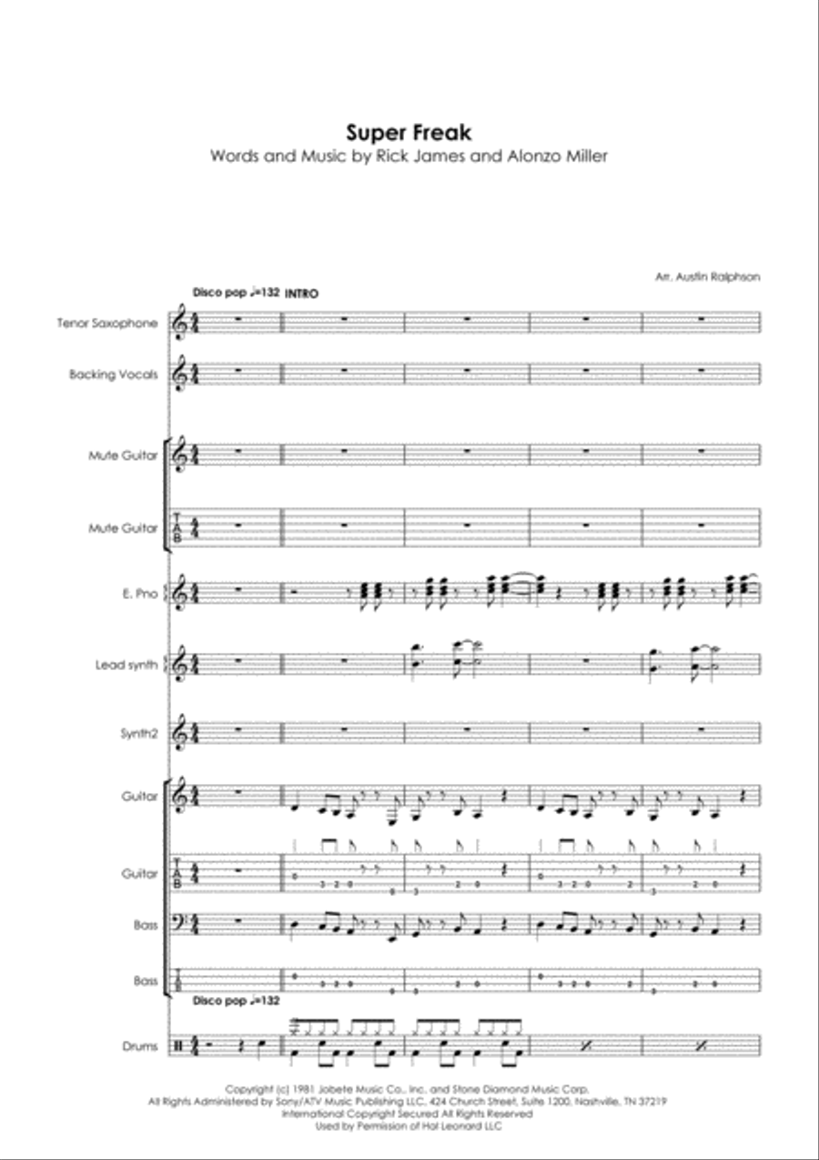 Super Freak Super Freak Bass Guitar scores gallery preview page 2