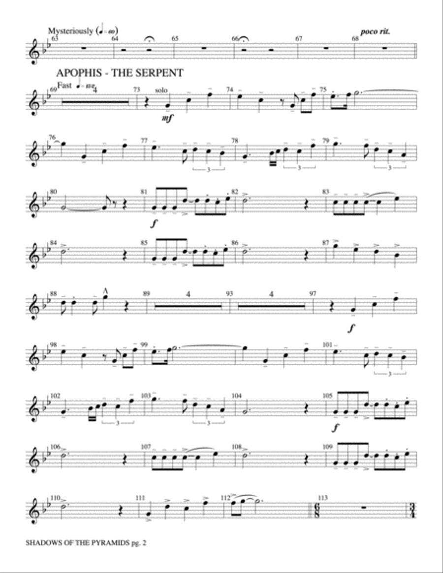 Shadows of the Pyramids: 1st F Horn Concert Band scores gallery preview page 2