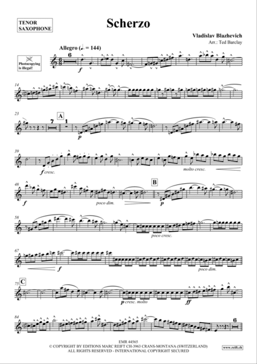 Scherzo Tenor Saxophone scores gallery preview page 2