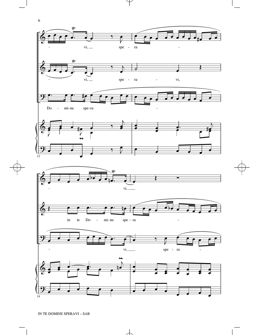 In Te Domine Speravi (ed. Ryan Kelly) 3-Part scores gallery preview page 4