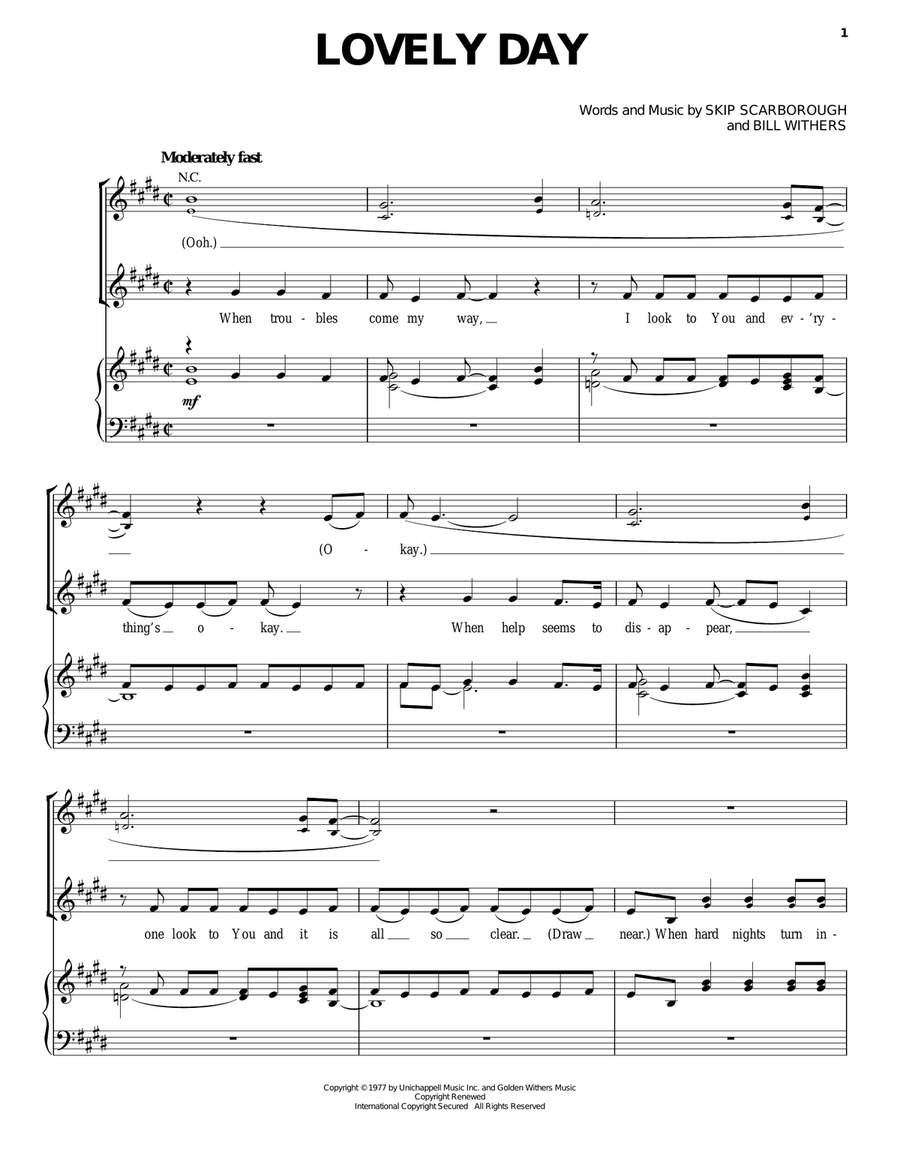 Lovely Day Lovely Day Piano, Vocal, Guitar scores gallery preview page 1