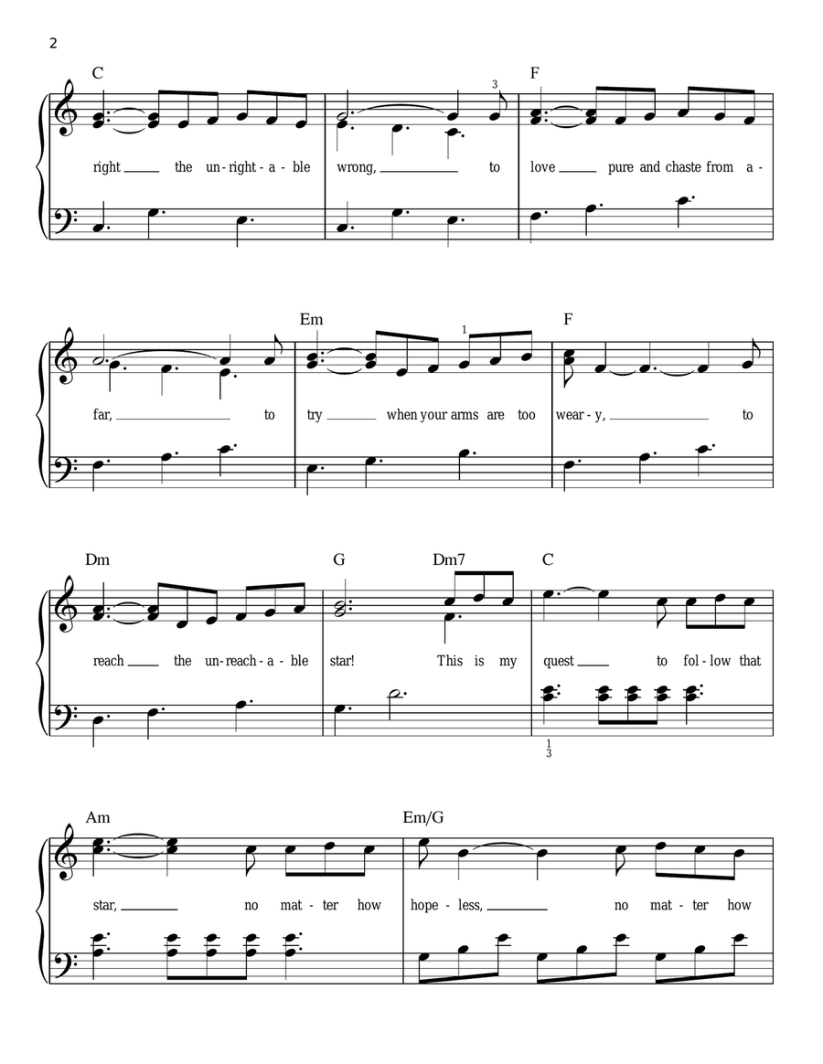 The Impossible Dream (The Quest) Easy Piano scores gallery preview page 2