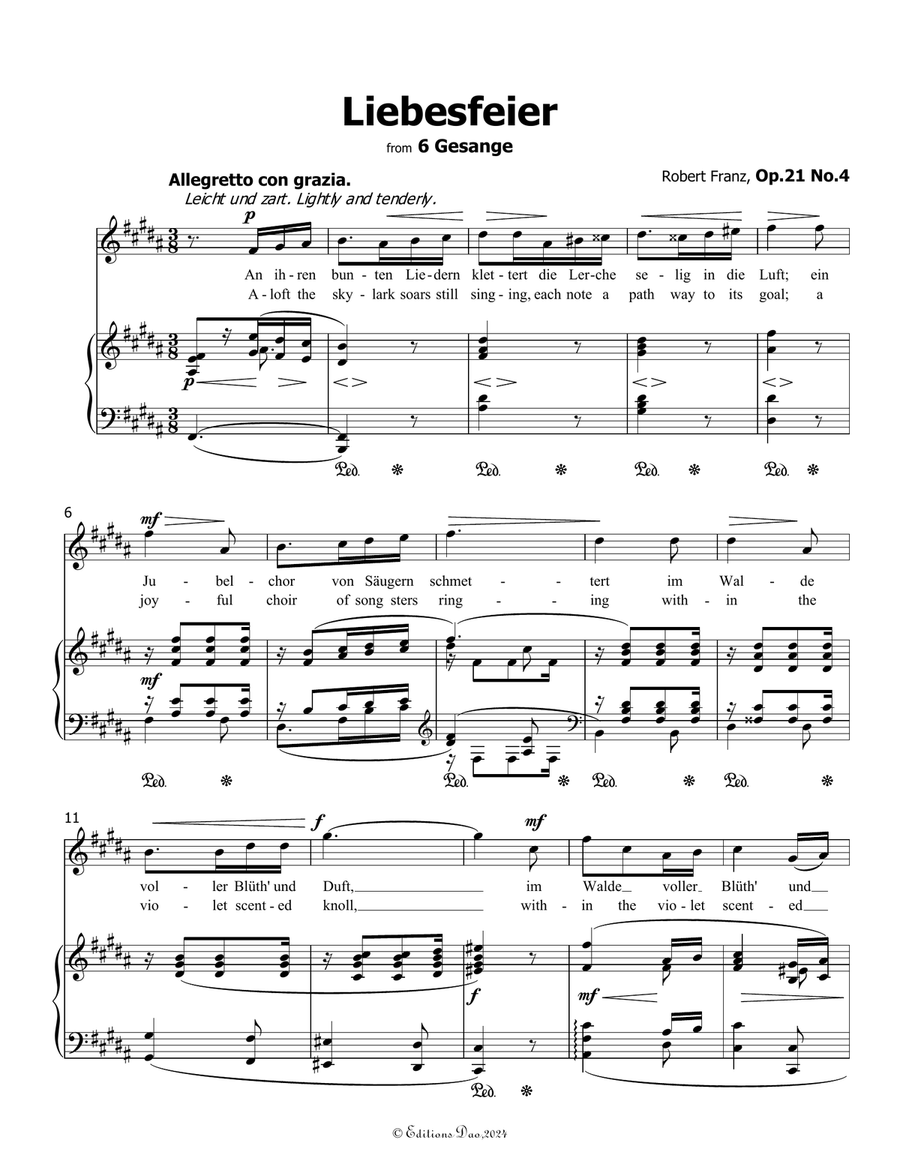 Liebesfeier, by Robert Franz, in B Major Voice scores gallery preview page 3