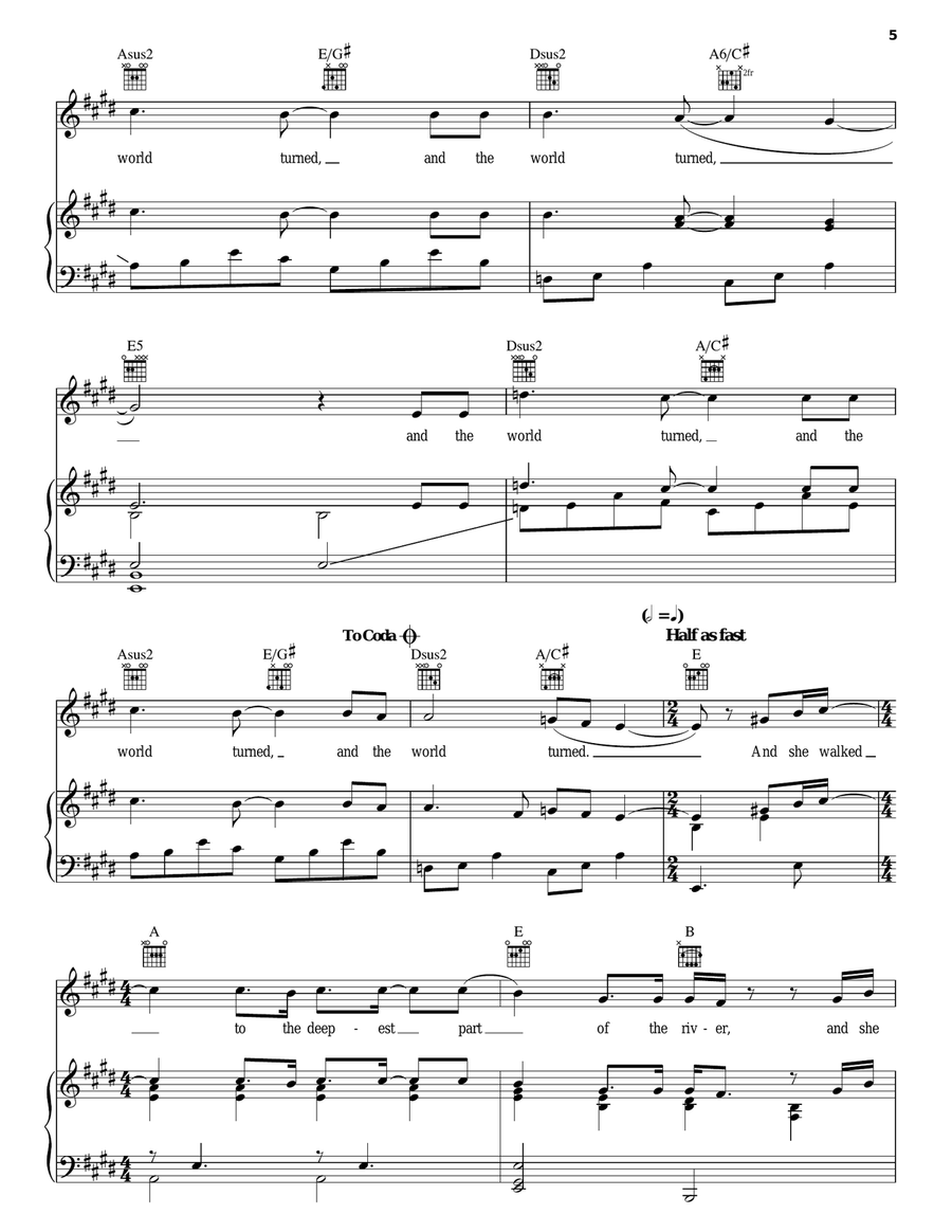 And The World Turned Piano, Vocal, Guitar scores gallery preview page 5