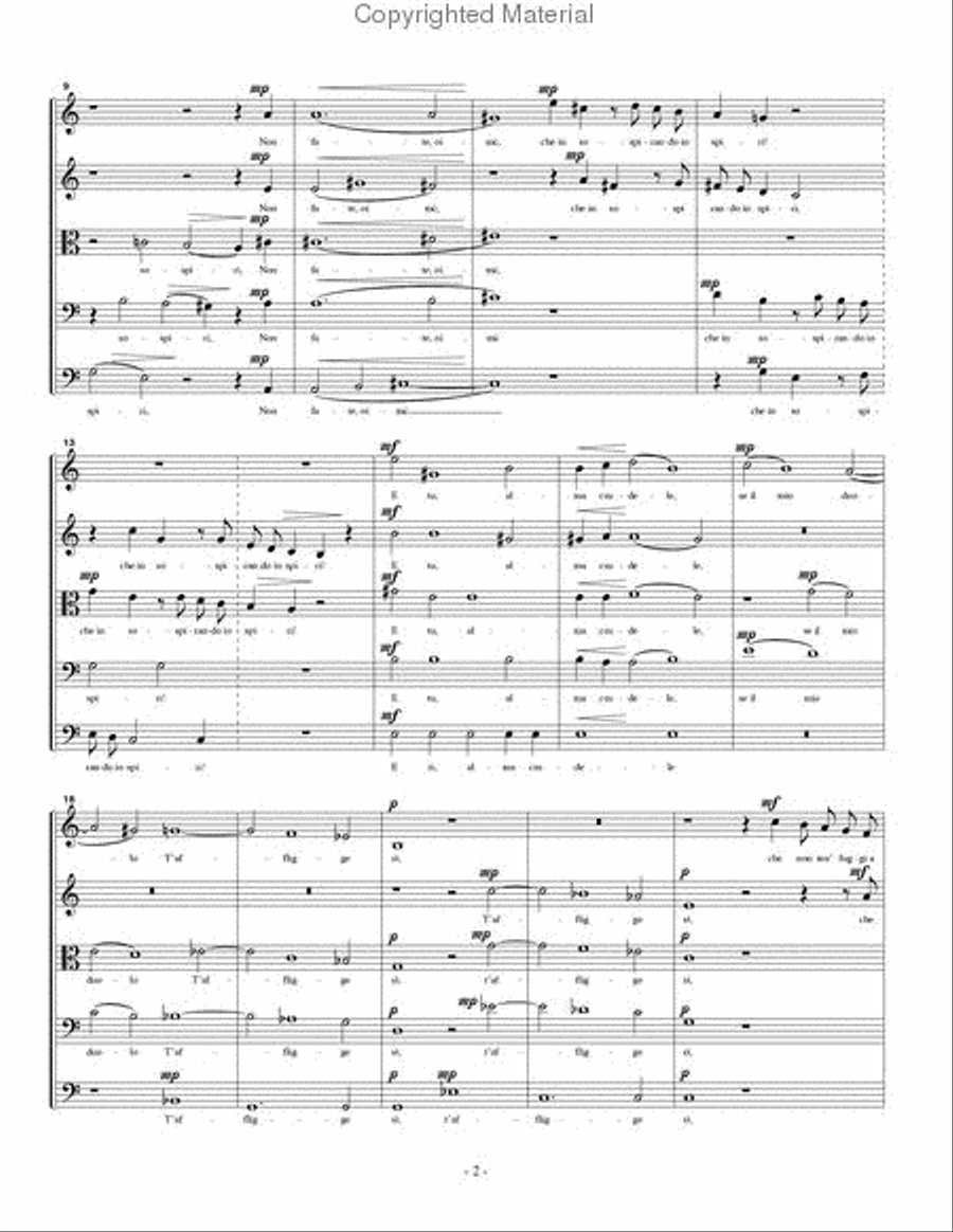 Mille volte il dì moro (for string quintet) String Quintet scores gallery preview page 3