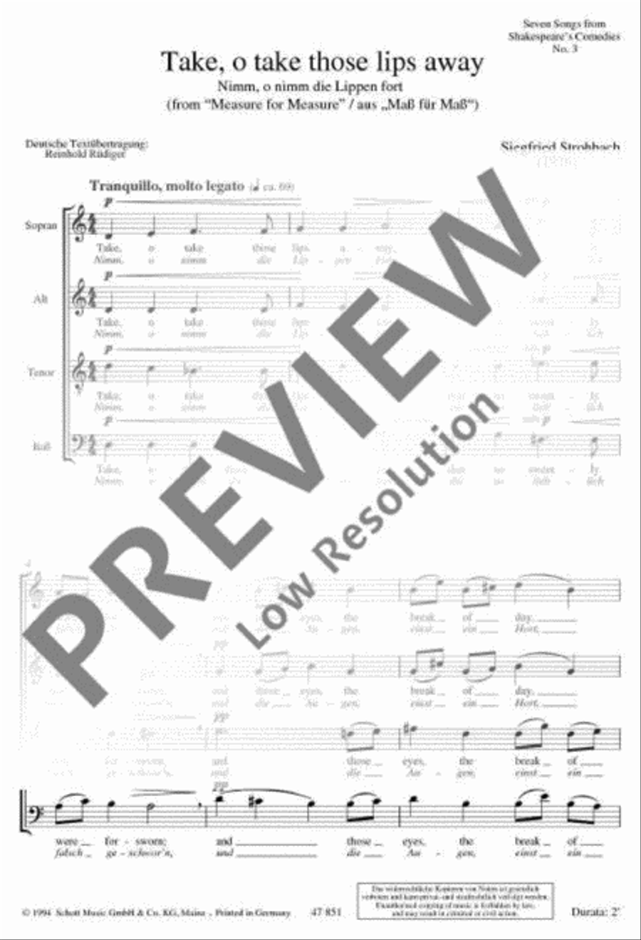 Seven Songs from Shakespeare's Comedies 4-Part scores gallery preview page 4