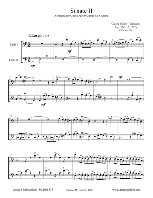 Telemann: Sonata Op. 2 No. 2 for Cello Duo