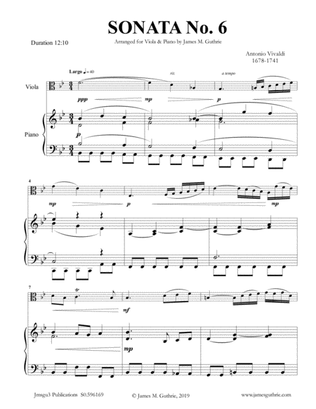 Book cover for Vivaldi: Sonata No. 6 for Viola & Piano