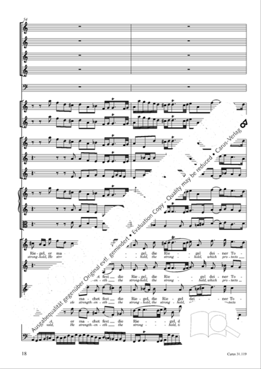 Praise the Lord, O Jerusalem (Preise, Jerusalem, den Herrn) 4-Part scores gallery preview page 19