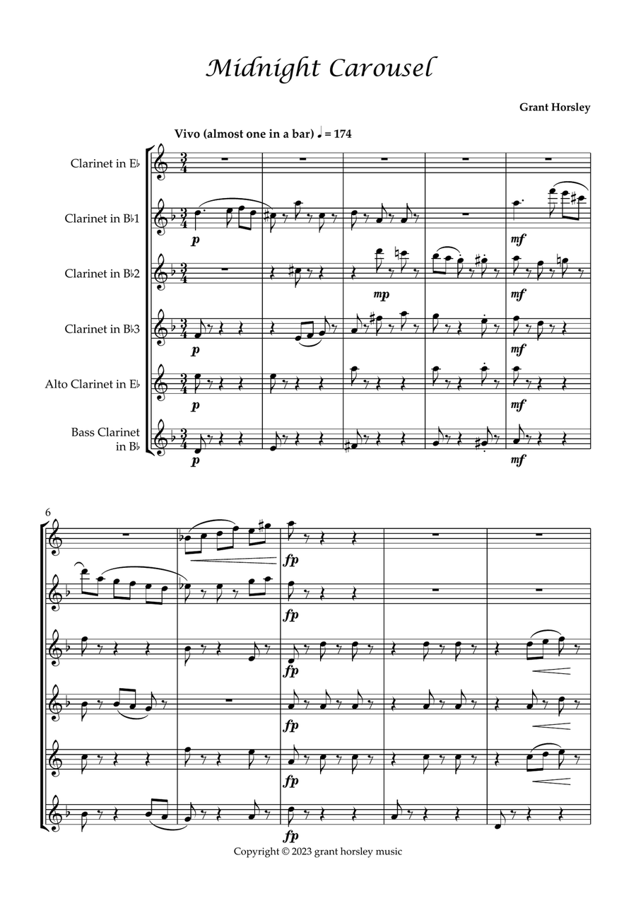 Midnight Carousel for Clarinet Choir Clarinet Choir scores gallery preview page 2