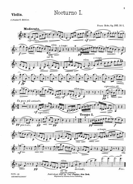Nocturnes, flute, piano, op. 183, no. 1, 2