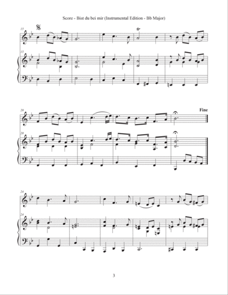 Bist du bei mir (Instrumental Edition in Bb Major with Keyboard) English Horn scores gallery preview page 3
