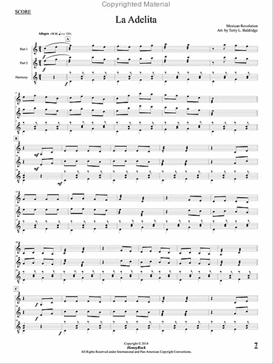 Songs of the Mexican Revolution for 3 players on one marimba