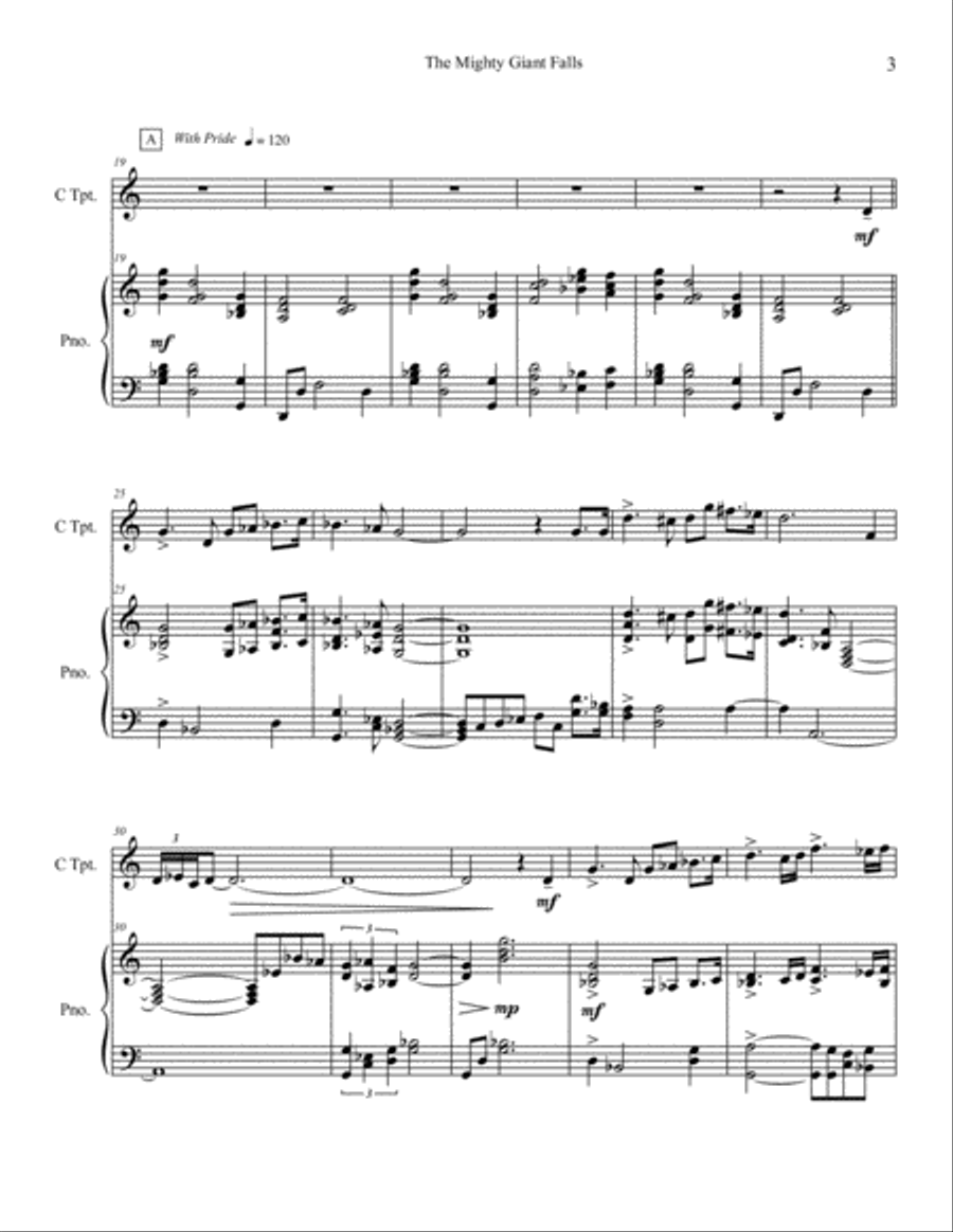 The Mighty Giant Falls Trumpet Solo scores gallery preview page 3