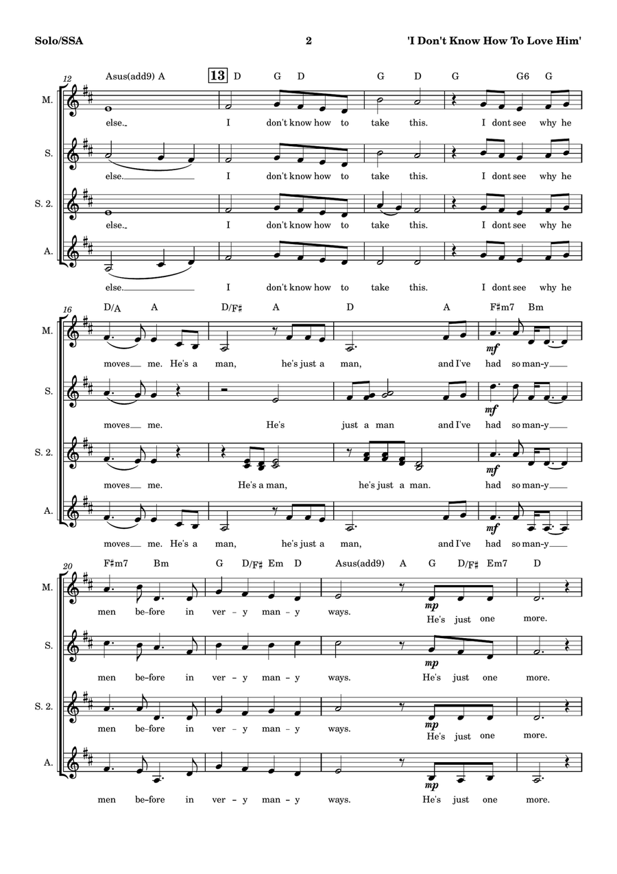 I Don't Know How To Love Him SSAA scores gallery preview page 2