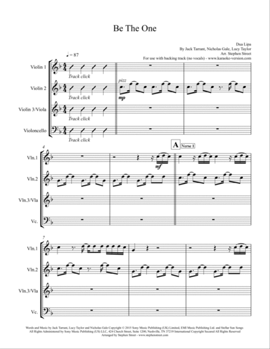 Be The One String Quartet scores gallery preview page 2