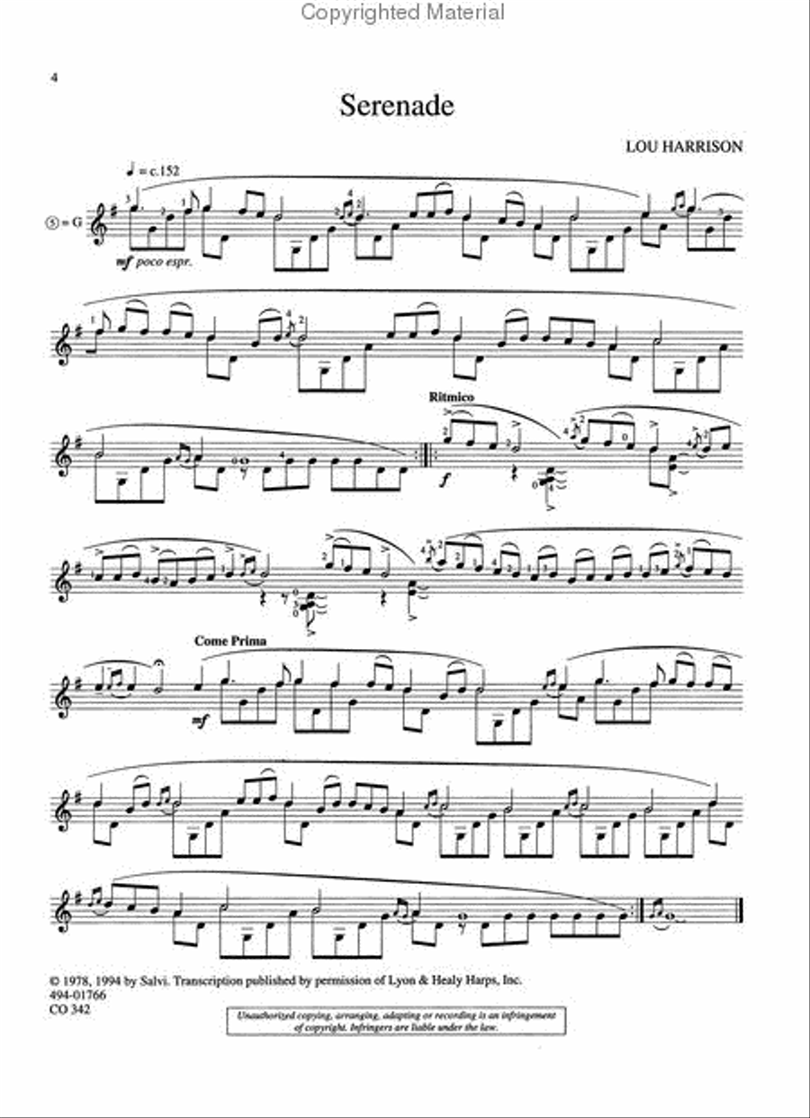 Lou Harrison Guitar Book Chamber Music scores gallery preview page 2