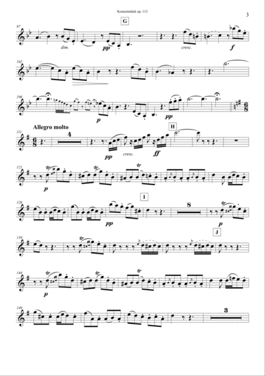 F. Mendelssohn Bartholdy Konzertstück op. 113 for Clarinet, Basset Horn and Orchestra – Transcrip Woodwind Ensemble scores gallery preview page 3