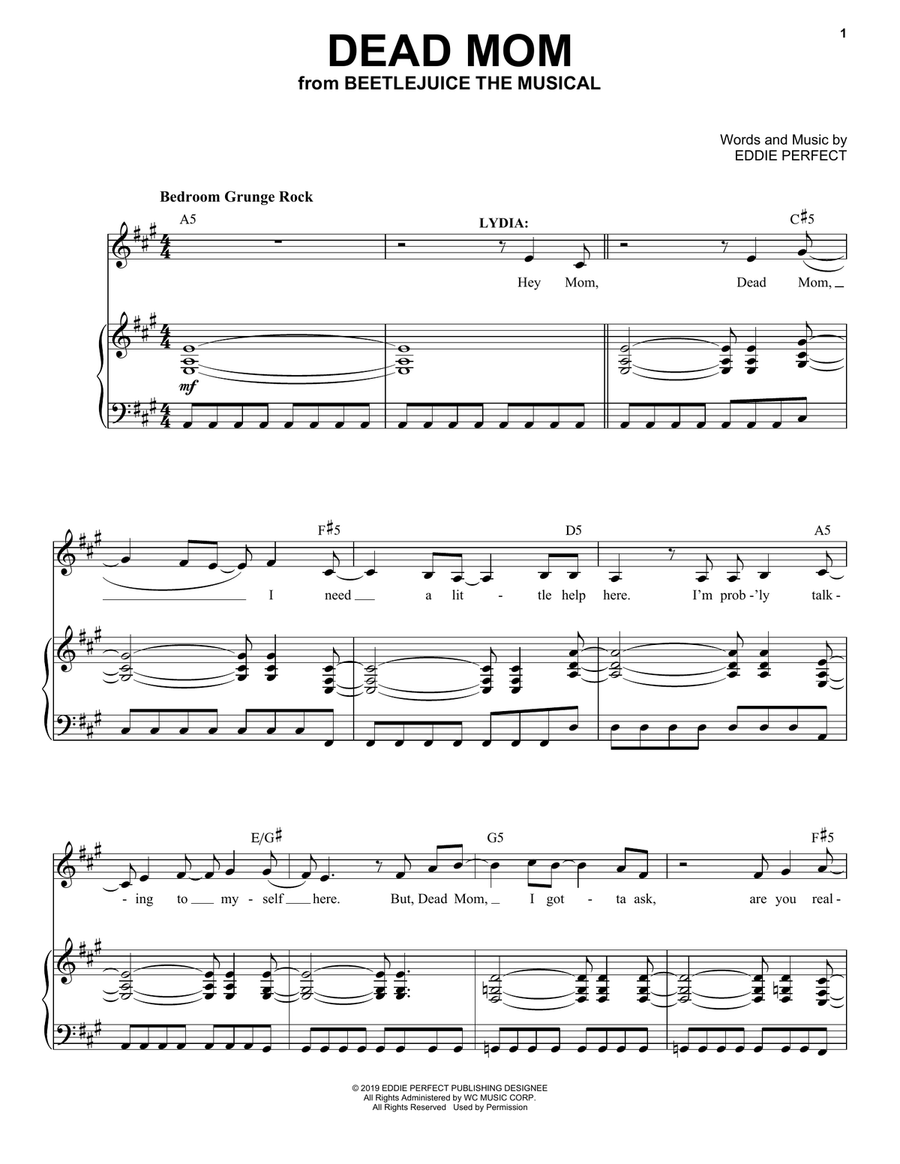 Dead Mom (from Beetlejuice The Musical) Voice scores gallery preview page 1