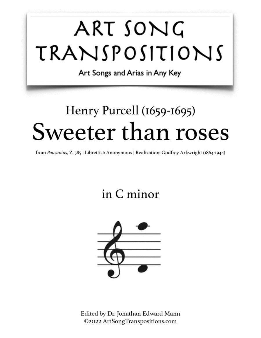 PURCELL: Sweeter than roses (transposed to C minor) Voice scores gallery preview page 1