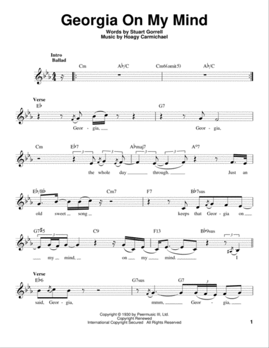 Georgia On My Mind Voice scores gallery preview page 1