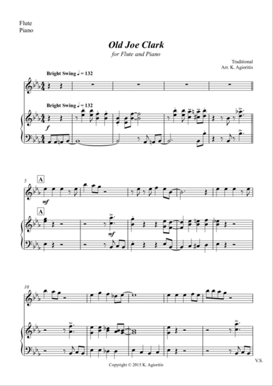 Old Joe Clark - for Flute and Piano Flute Solo scores gallery preview page 2