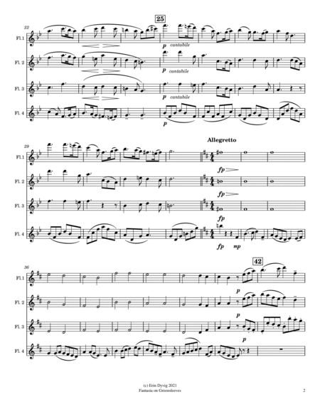 Fantasia on Greensleeves for Flute Quartet image number null
