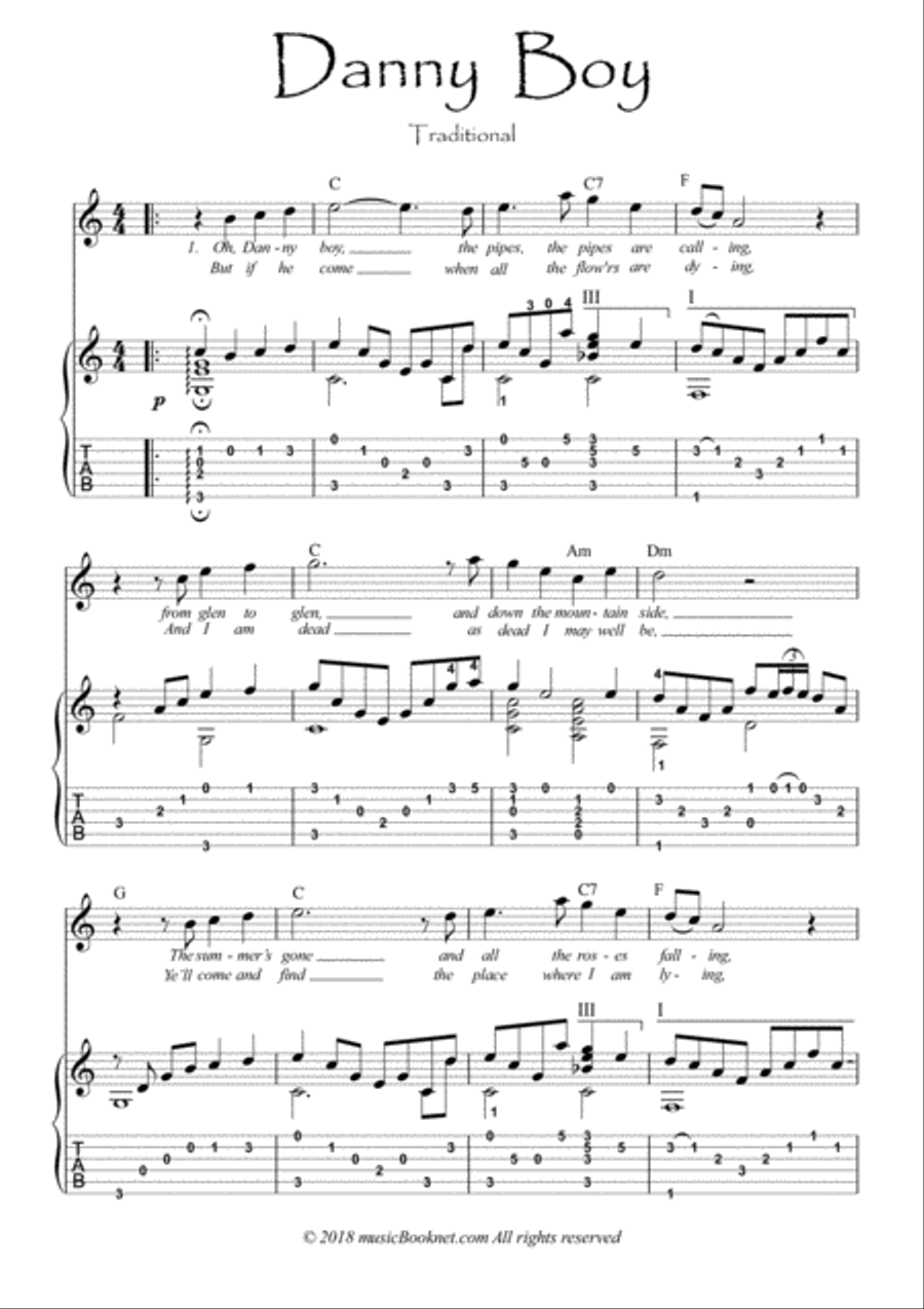 Danny Boy Acoustic Guitar scores gallery preview page 1