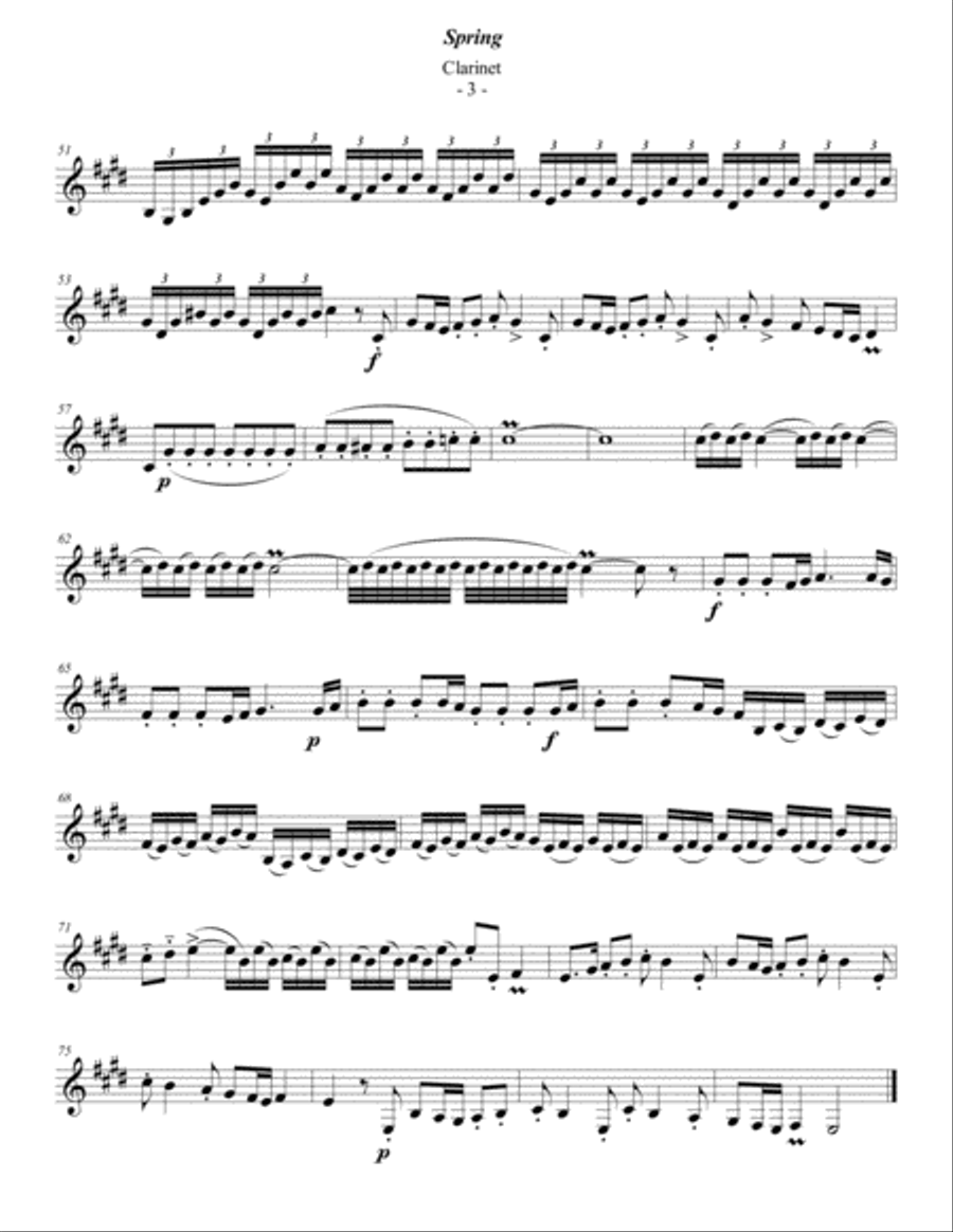 Vivaldi - The Four Seasons: Spring for Solo Clarinet Clarinet Solo scores gallery preview page 3