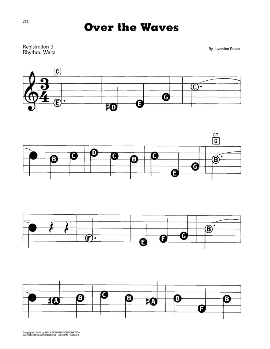 Over The Waves Electronic Keyboard scores gallery preview page 1