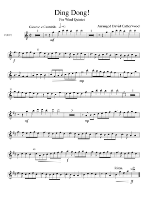 Ding Dong! (merrily on high) arranged for Wind Quintet by David Catherwood