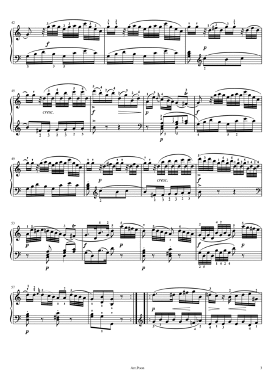 Mozart - Piano Sonata No.10 in C major, K.330/300h - 1st Mov - Original With Fingered Piano Solo scores gallery preview page 3