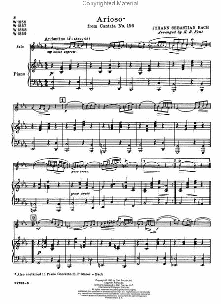 Arioso From 'Cantata No. 156' B-Flat Clarinet scores gallery preview page 2