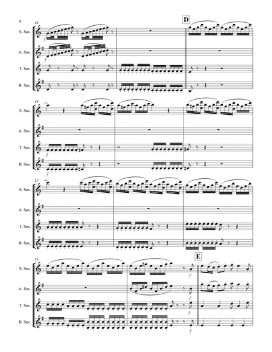 The Four Seasons - La Primavera (for Saxophone Quartet SATB) Saxophone Quartet scores gallery preview page 5