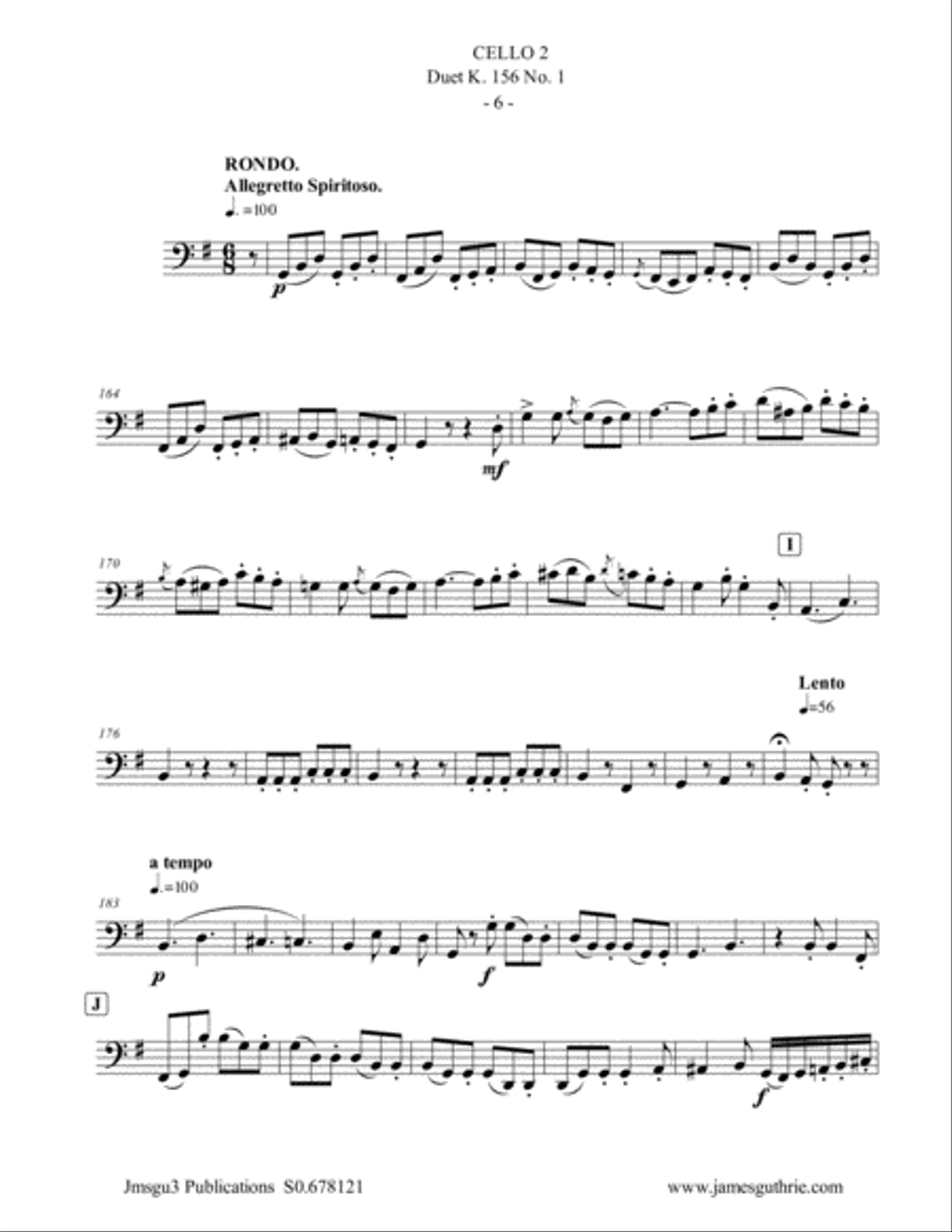 Mozart: Duet K. 156 No. 1 for Cello Duo String Duet scores gallery preview page 6